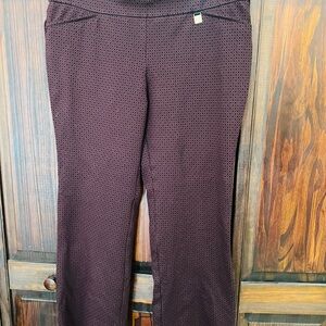 Ann Klein Elegant Burgundy Women's Pants‎ 10 black geometric triangle pattern